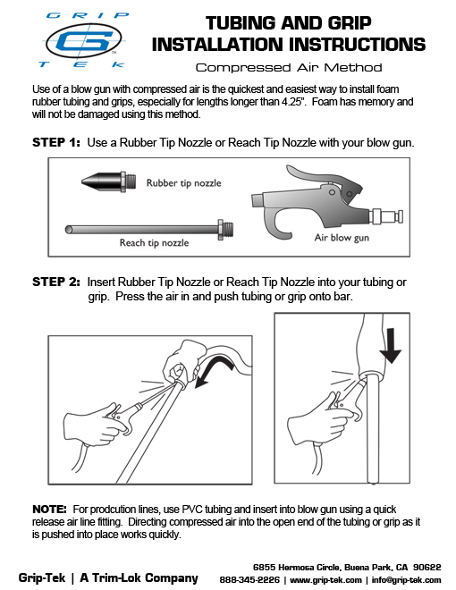 Foam Handle Grip Installation Instructions GripTek